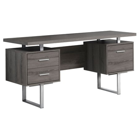 Monarch Specialties Computer Desk, Home Office, Laptop, Left, Right Set-up, Storage Drawers, 60"L, Work, Metal, Brown I 7082